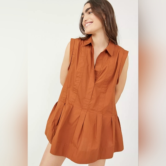 Free People Dresses & Skirts - Free People Naomi Mini Dress XS Sienna Pleated Collared Shift Revolve Boho